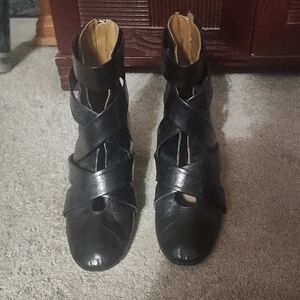Zara Black Strappy Ankle Booties